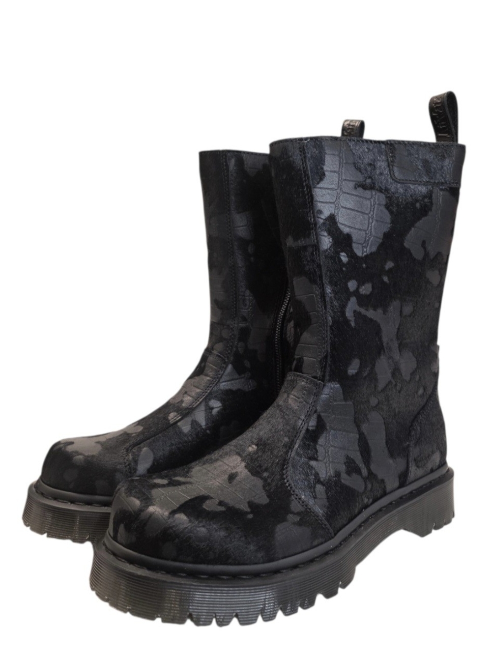 Brand-New Dr. Martens REJENA Hair On Croc Emboss Leather Black Women's Size 9